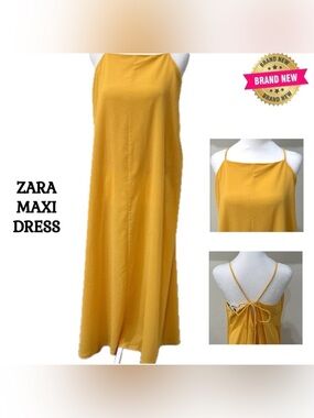 Zara Vibrant Mustard Yellow Maxi Sun Dress